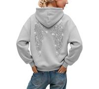 Sweat Capuche Femme Ailes d'Ange Strass Paillettes Automnehiver Décontracté