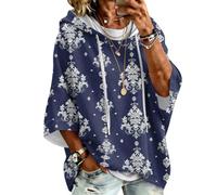 Sweat Capuche Femme Sweatshirt A Avec Coupe Ample Manches Trois Quarts