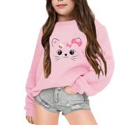 Sweat Capuche Fille Confortable Elégant Sportswear Enfant Mignon Imprimé Cartoon Col Rond Sport Mode Vêtements Oversize en Polaire Veste Fourrée Blouson Doublé pour Ado 7-14 Ans
