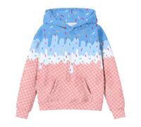 Sweat Capuche Fille Poncho Plaid Oversize en Polaire Zippé Veste Doublée Hoodie Sweatshirt Tie-Dye Pulls Joli Super Douce et Chaude Confortable pour Bebe Filles 2-7 Ans