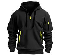 Sweat Capuche Homme Marque Chaude Militaire Running Port Décontractés Travail Randonnée Pas Cher Mi Saison Sweat à Capuche Noir pour Homme avec Demie Fermeture éClair Grandes Tailles Confortable