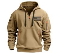 Sweat Capuche Homme Marque Chaude Militaire Running Port Décontractés Travail Randonnée Pas Cher Mi Saison Sweat à Capuche Noir pour Homme avec Demie Fermeture éClair Grandes Tailles Confortable