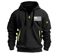 Sweat Capuche Homme Marque Chaude Militaire Running Port Décontractés Travail Randonnée Pas Cher Mi Saison Sweat à Capuche Noir pour Homme avec Demie Fermeture éClair Grandes Tailles Confortable