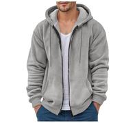 Sweat capuche Homme Zippé Polaire Décontracté Rétro Sweats Hommes Manche Longue Coton Sport Confort Veste Automne Hiver Tricoté Chaud Ajustée Hoodie Running jogging Sous Armure Sweat (Grey, XL)