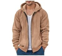 Sweat capuche Homme Zippé Polaire Décontracté Rétro Sweats Hommes Manche Longue Coton Sport Confort Veste Automne Hiver Tricoté Chaud Ajustée Hoodie Running jogging Sous Armure Sweat (Khaki, XL)