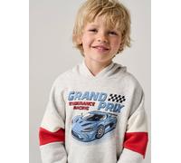 Sweat capuche imprimé gris chiné 12A