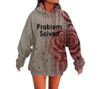 Sweat Capuche pour Femme Motif Rough Et éClaboussures De Sang Y2k Pull Hoodie Oversize Blood à Manches Longues Sweats Vampire DéGuisement Costume d'halloween Sweatshirts Sang Chic