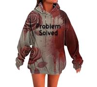 Sweat Capuche pour Femme Motif Rough Et éClaboussures De Sang Y2k Pull Hoodie Oversize Blood à Manches Longues Sweats Vampire DéGuisement Costume d'halloween Sweatshirts Sang Chic