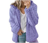 Sweat Capuche Zippé Femme Uni Peluche Sweat Ample Femme Manche Longue et Poche Chaude Chic et Elegant Pas Cher Veste Bon Marché en Laine à Capuche Zippée en Peluche Sherpa