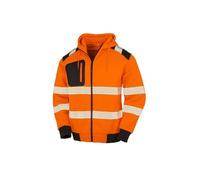 Sweat capuche zippé HV en polyester recyclé RESULT - Orange / Noir S