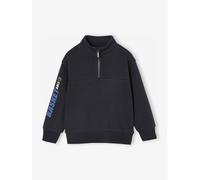Sweat col camionneur sport garçon motif basket sur manche anthracite 4A