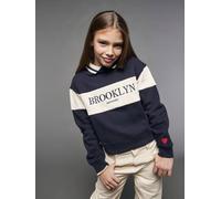 Sweat col polo fille marine 8A