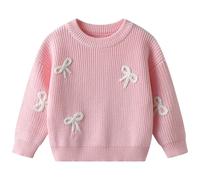 Sweat Col Rond Fille, Pull Enfant Hiver Chaud, Tricot Confort Grande Taille Hiver Chaud Sweatshirts Mode Et Loisirs Col Rond Coupe Ample Hauts pour Enfant Basique Respirant Manches Longues Pullover