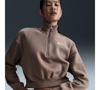 Nike Sportswear Phoenix DQ5767-233 Sweat-Shirt Court surdimensionné en Polaire avec Demi-Fermeture éclair pour Femme, Marron Menthe/Voile, DQ5767-233, 2XL