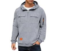 Sweat de course à pied zippé pour homme avec poches kangourou - Haut confortable pour l'entraînement et le sport, gris, S