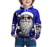 Sweat de Noel Enfant a Capuche, Pull Noel Enfant Imprimé Santa Manches Longues Col Rond Pull Noel Garçon Hiver Chaud Tops Christmas Sweatshirt Famille Pulls De Noël Sweat Familles Drole Pulls Enfants