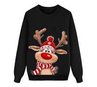 Sweat de Noel Enfant Manches Longues, Pull Noel Enfant Imprimé Renne Col Rond Pull Noel Hiver Chaud Tops Christmas Sweatshirt Famille Pulls De Noël Sweats Familles Pulls pour Enfants Drole Santa