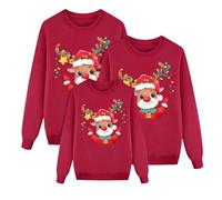 Sweat de Noël Famille Assorti Pull de Noël pour la Famille Femme Homme Enfants Pull à Manches Longues pour Parents et Enfants Tenue de Fête Noël Unisexe Ensemble 3 Pièces pour (03 Red, 3-4Years)