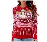 Sweat De Noel Femme Pull Très Moche Noël en Coton Drole Ugly Sweater Chaud Norl Chic Pull'de Rose Pul LED Vetement Noel-Noel Famille Christmas Jumper Laine Duo Hiver Grande Taille Le Plus Joli
