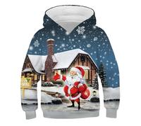 Sweat de Noël Homme 2025 avec Capuche - Pull Christmas Moche Drôle avec Impression 3D Père Noël - Sweatshirt à Manches Longues Chaud et Décontracté pour Les Fêtes