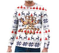 Sweat De Noel Homme, Pull Noel Homme, Sweat Pull Motifs De Père Ugly Sweat-Shirt Xmas 3D Impression Sweatshirt Cadeau Hiver Longue T-Shirt Créatif De Mode Funny Sweatshirts Grande Taille Fête