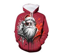Sweat De Noel Homme Ugly Christmas Sweater Sweat À Capuche, Sweats Homme Noël Fun Drôles Pulls Imprimé De Noel À Capuche À Poches Thermique Sweatshirt Unisexe Tendance Original Casual