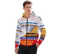 Sweat Décontracté Zippé À Capuche Démocratie Nord-Coréenne Sweat Zippé Haut Unisexe pour Hommes Et Femmes Et Sweats Zippés Style Classique du Royaume-Uni Sweats De Travail