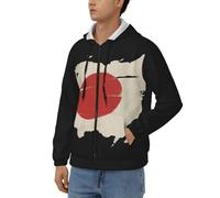 Sweat Décontracté Zippé À Capuche Japon Drapeau National Sweat Zippé Haut Unisexe pour Hommes Et Femmes Et Sweats Zippés Style Classique du Royaume-Uni Sweats De Travail