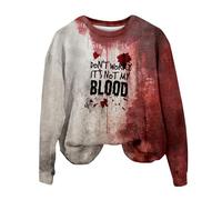 Sweat d'Halloween « I'M Ok Its Not My Blood Shirt » pour femme - Costumes d'Halloween effrayants - Pull à manches longues - Vêtements tendance, Z015 Rouge -5, M