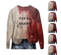 Sweat d'Halloween « I'M Ok Its Not My Blood Shirt » pour femme - Costumes d'Halloween effrayants - Pull à manches longues - Vêtements tendance, Z013 Rouge -3, XXL