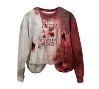 Sweat d'Halloween « I'M Ok Its Not My Blood Shirt » pour femme - Costumes d'Halloween effrayants - Pull à manches longues - Vêtements tendance, Z015 Rouge -3, XL