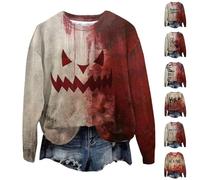 Sweat d'Halloween « I'M Ok Its Not My Blood Shirt » pour femme - Costumes d'Halloween effrayants - Pull à manches longues - Vêtements tendance, Z012 Rouge -4, 3XL