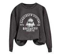 Sweat d'Halloween pour femme Sanderson Sisters Estd 1693 Brewery Salem Ma à col ras du cou pour femmes, tenues de costumes pour adultes, gris foncé, M