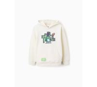Sweat en coton à capuche minecraft beige clair 9/10A