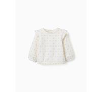 Sweat En Coton À Volants Et Motif Blanc 0/1M(50/54)
