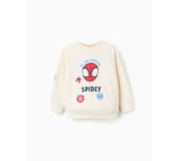 Sweat en coton polyester peigné avec poches kangourou spider-man beige clair 5/6A