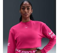 Sweat en molleton ample à col ras-du-cou Dri-FIT Nike Pro pour femme Rush Pink/Pink Foam/Blanc XS (FR 34-36)