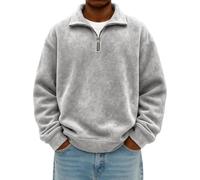 Sweat en polaire pour homme avec fermeture éclair quart de long, pull d'hiver chaud à manches longues, col montant, pull de golf doux, couleur unie, pull de randonnée, pull classique ample pour