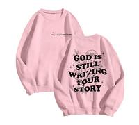 Sweat Femm sans Capuche pour Femmes Dieu écrit Toujours Votre Histoire T-Shirt à Manches Longues et col Rond pour Femme,vêtement d'entraînement Quotidien en Plein air(L)