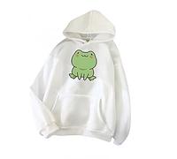 Sweat Femme à Capuche Manches Longues Hiver Chaud, Sweatshirt Motif De Grenouille Ample Kawaii Mignon Sweet Doux Sport avec Poches Tops Shirt Vetement Femme Grande Taille