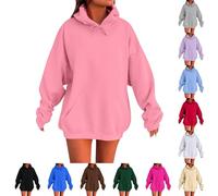 Sweat Femme Capuche Léger, Hoodie Femme Oversize Ample Sweatshirt Couleur Unie Manteau Avec Poche Kangourou Haut Manche Longue Top 2025 Nouveau Blouse Polyvalent Hoodie Décontractés Sweat Xxxxxl