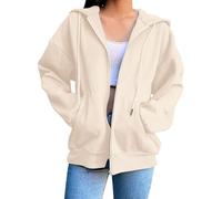 Sweat Femme Capuche Léger Sweats avec Poche Sweat Zippé Femme Grande Taille Hoodie Cordon De Serrage Manteau Décontractés Manteaux Ample Veste Polyvalent Vêtements Couleur Unie Loungewear Haut