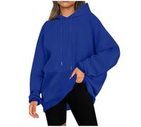Sweat Femme Capuche Manteau de Sport DéContracté Automne Et Hiver Manches Longues Veste Sweats Hoodie avec Poches Grandes Tailles Couleur Unie Sweatshirt Chaud Blouson Confortable Streetwear Pas Cher