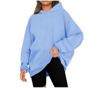 Sweat Femme Capuche Manteau de Sport DéContracté Automne Et Hiver Manches Longues Veste Sweats Hoodie avec Poches Grandes Tailles Couleur Unie Sweatshirt Chaud Blouson Confortable Streetwear Pas Cher