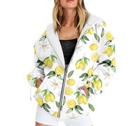 Sweat Femme Capuche,Sweat à Capuche Zippé Coupe Ample Et DéContractéE avec Imprimé Graphique éLéGant Veste Polaire pour Un Confort Au Quotidien