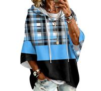Sweat Femme Capuche Sweatshirt A Avec Coupe Ample Manches Trois Quarts