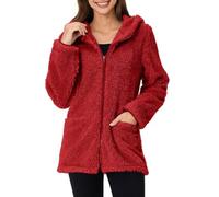Sweat Femme Capuche Zippé Manteau Veste en Peluche Parka Fausse Manches Longues Sweat à Capuche Chaud Veste Polaire Teddy-Polaire Plush Fleece Jacket Cardigan Outerwear Pas Cher