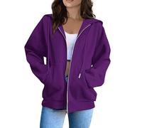 Sweat Femme Chic Soiree pour de Roulé Noel Longue Zippée Brillant Capuche Large Original Moumoute Pull Oversize Tunique Femme Hiver Sweat Capuche Fourrure Violet foncé M