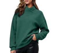 Sweat Femme Col Rond Décontracté, Sweat-Shirt élégant à col Montant et décontracté - Haut en Maille sans Capuche de Couleur Unie pour Un Confort Quotidien et Une Allure Moderne