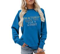 Sweat Femme Col Rond Manches Longues, Sweatshirts Coupe Décontractée | Pull Oversize, Style Casual | Imprimé Texte Humour "I'm Actually Quite Tall For A Hobbit", pour Quotidien, Week-End, Sortie
